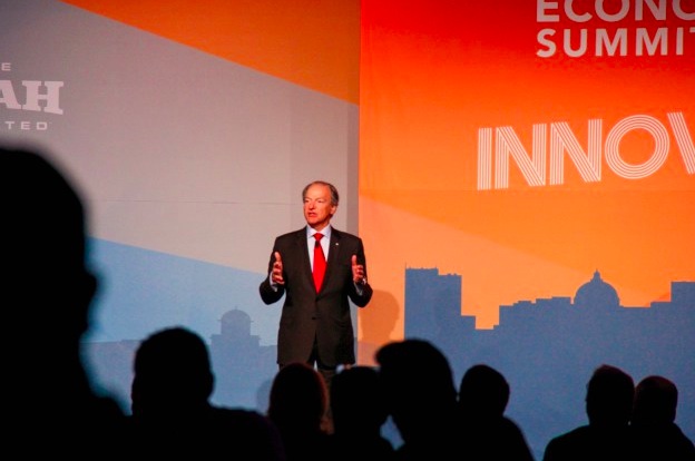 Pierre Lassonde presenting the keynote address the 2016 Utah Governor’s Economic Summit.